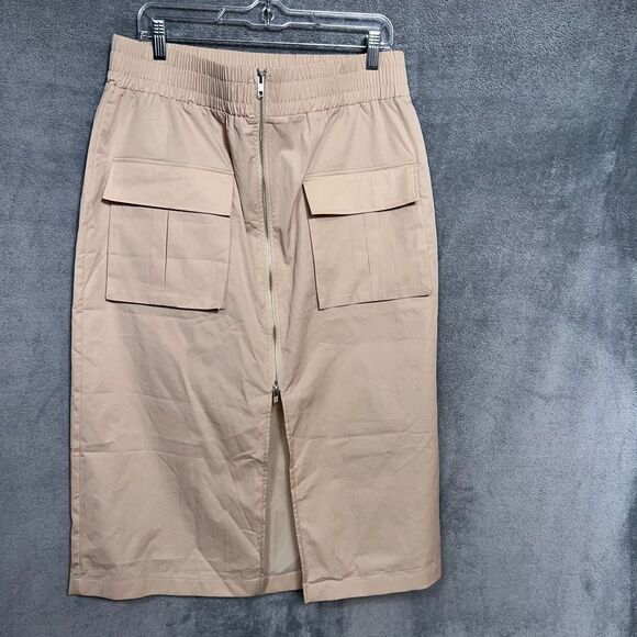 Abercrombie & Fitch Women’s Cargo Utility Zip-Front Midi Skirt Beige Size L O - Picture 2 of 16